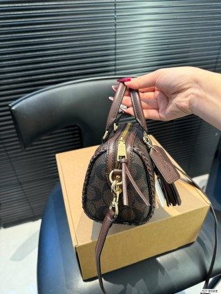 Coach Pillow Bag Small Brown Monogram Black Leather view 5