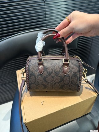 Coach Pillow Bag Small Brown Monogram Black Leather view 6