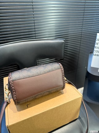 Coach Pillow Bag Small Brown Monogram Black Leather view 7