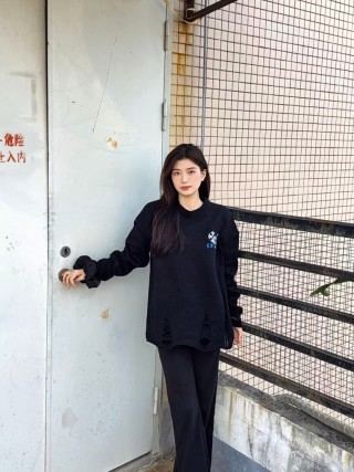 Chrome Hearts Black Knit Cardigan with Blue Cross Motif view 3