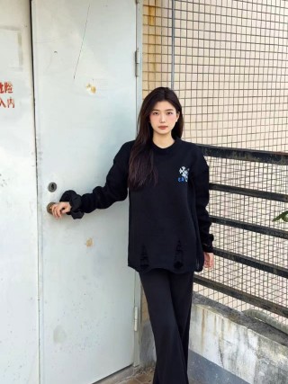 Chrome Hearts Black Knit Cardigan with Blue Cross Motif view 6