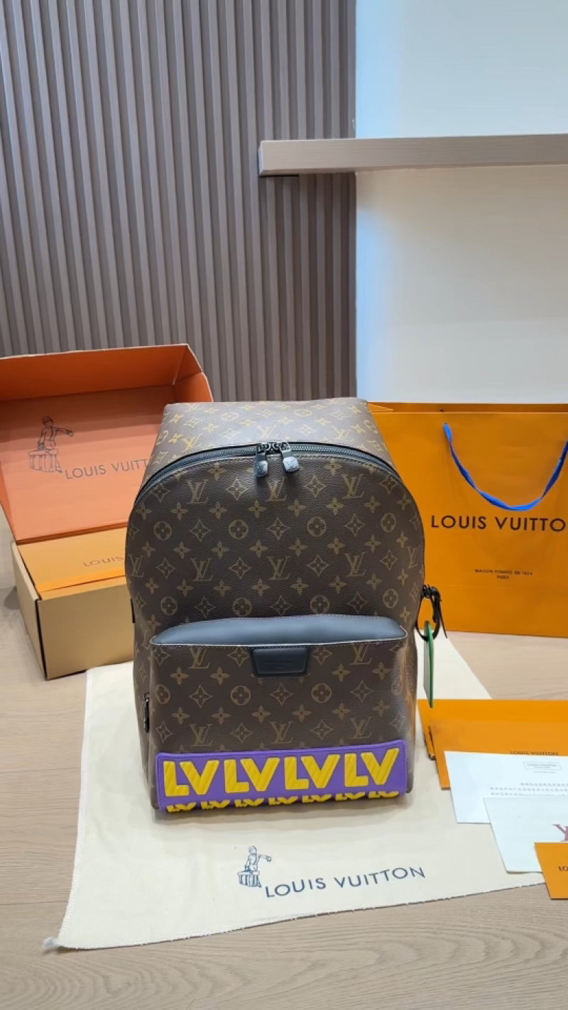 Louis Vuitton Monogram Backpack with LV Stripe Black