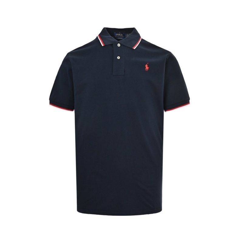 Polo Ralph Lauren Women's Navy Polo Shirt with Striped Collar view