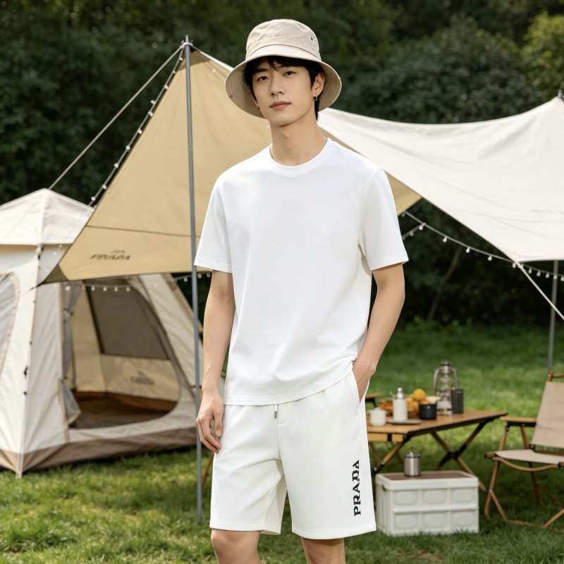 Prada White Shorts with Logo Print