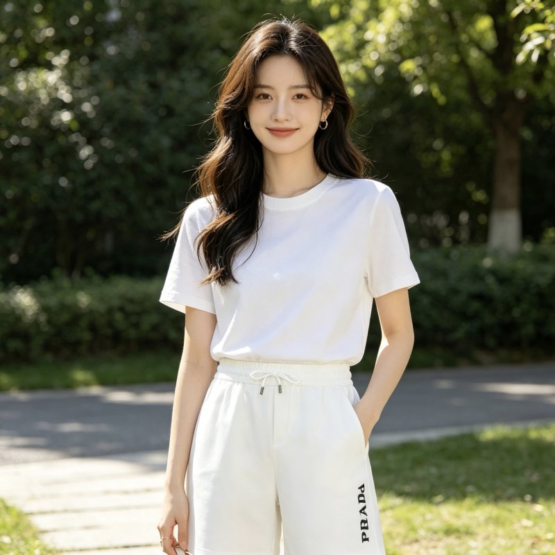 Prada White Shorts with Logo Print view