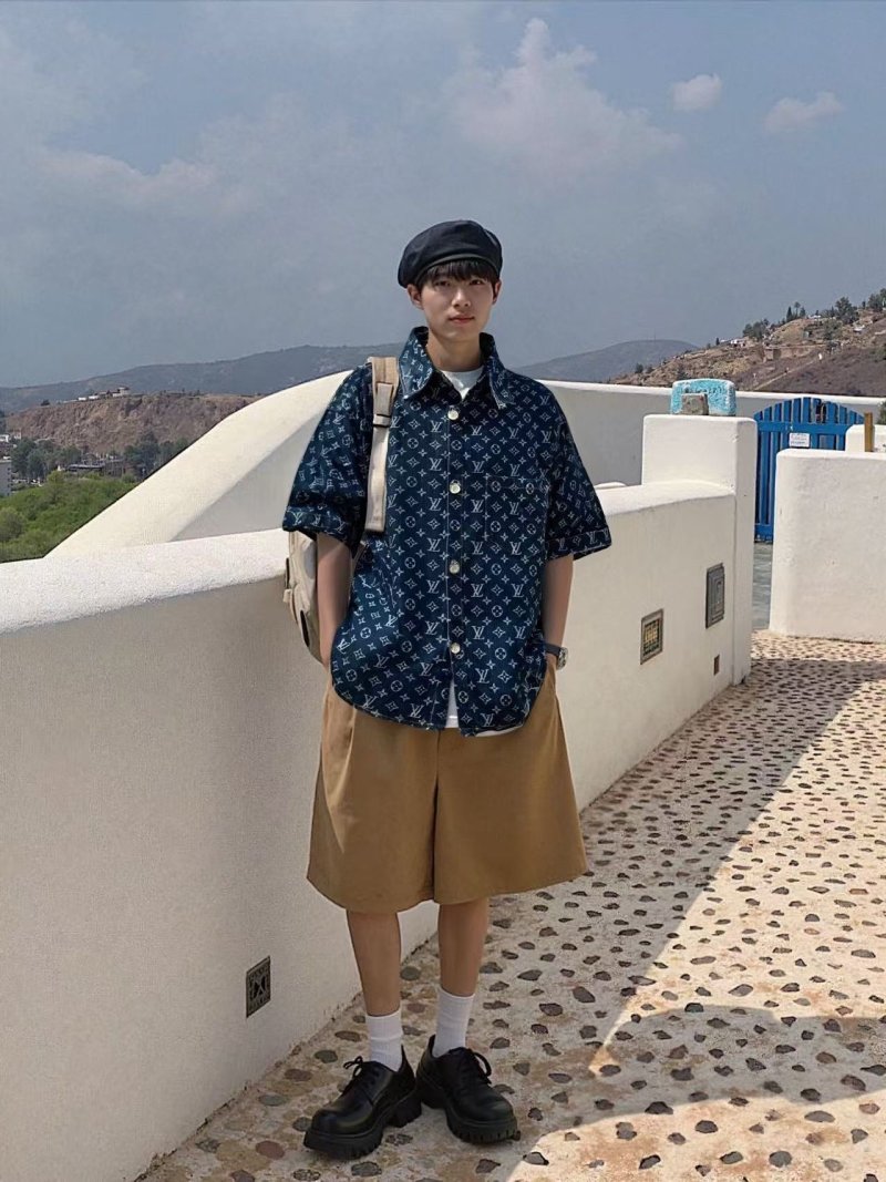 Louis Vuitton Monogram Navy Short-Sleeve Shirt view