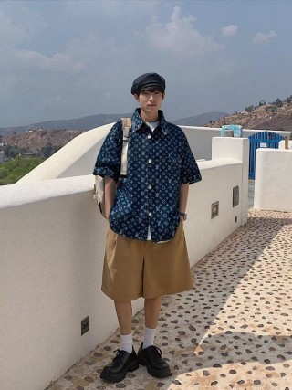 Louis Vuitton Monogram Navy Short-Sleeve Shirt view 2