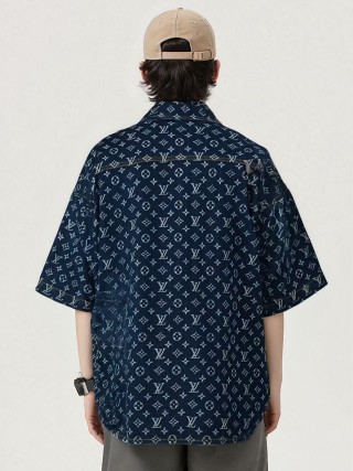 Louis Vuitton Monogram Navy Short-Sleeve Shirt view 4