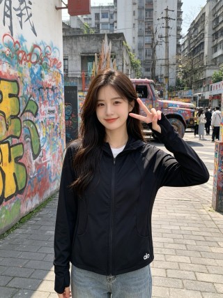 Alo Black Zip-Up Athletic Jacket view 5