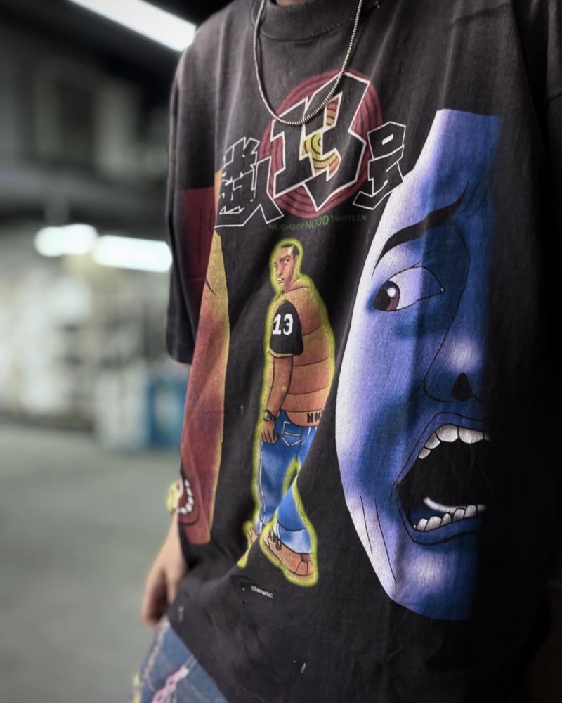 Black Graphic Print Short Sleeve T-Shirt with '13' Design