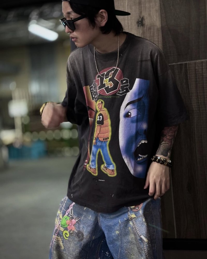 Black Graphic Print Short Sleeve T-Shirt with '13' Design view