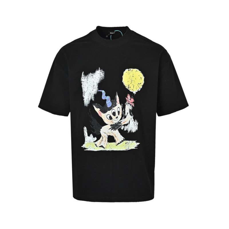 Black Oversized Graphic Print T-Shirt with Floral Bear Design view