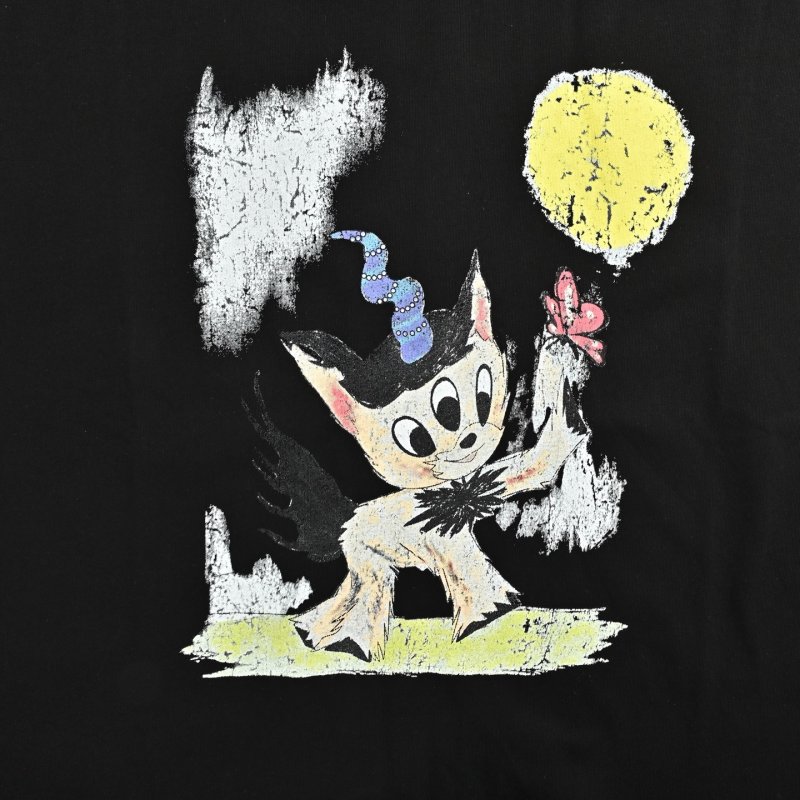 Black Oversized Graphic Print T-Shirt with Floral Bear Design view