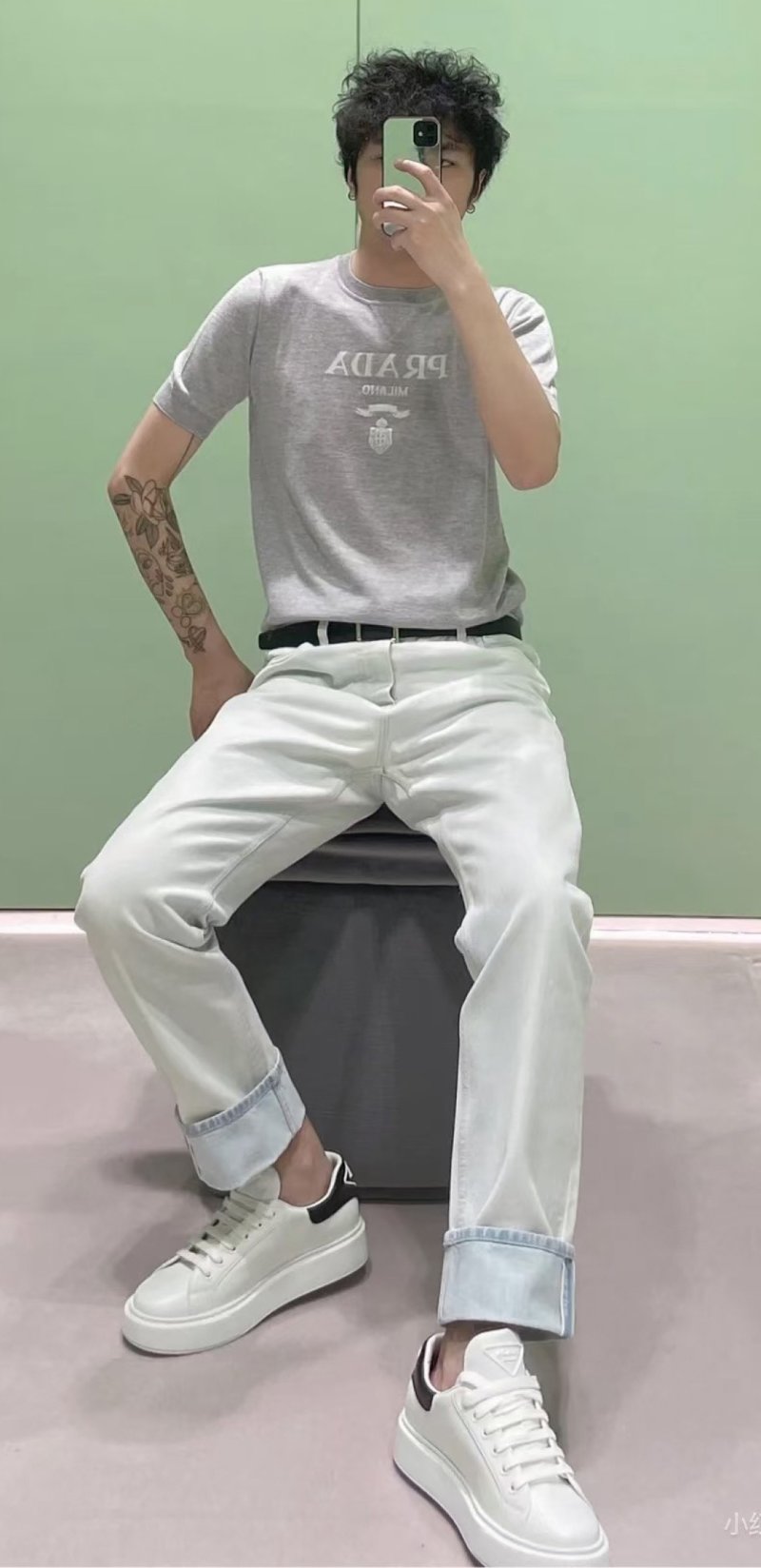 Prada Grey Logo T-Shirt