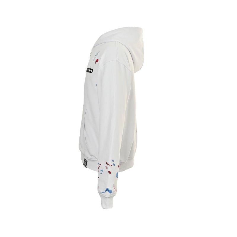 Oversized Cream Zip Hoodie Jacket with Embroidered Details view