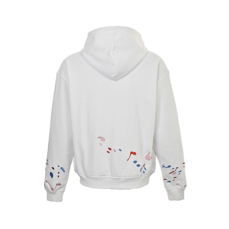 Oversized Cream Zip Hoodie Jacket with Embroidered Details view
