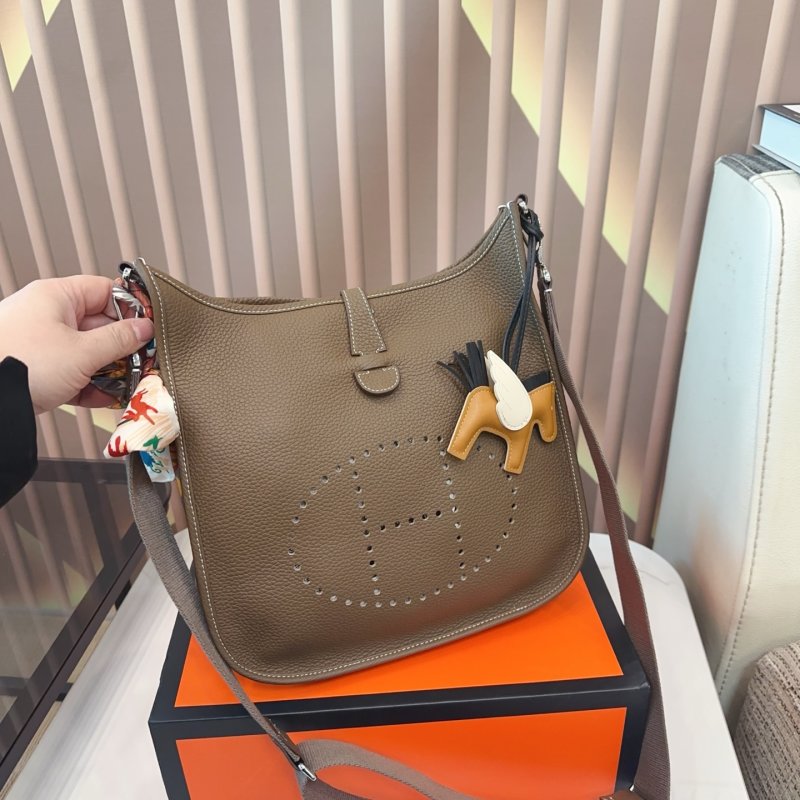 Hermès Evelyne Perforated Leather Shoulder Bag - Taupe view