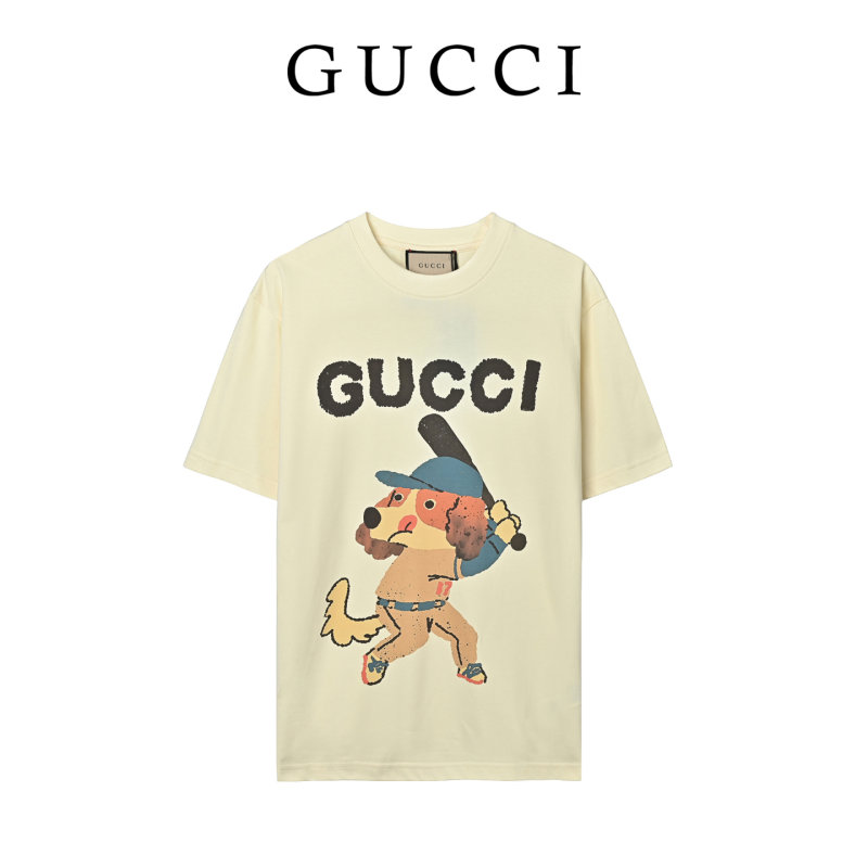 Gucci Cartoon Dog Graphic Cream T-Shirt view