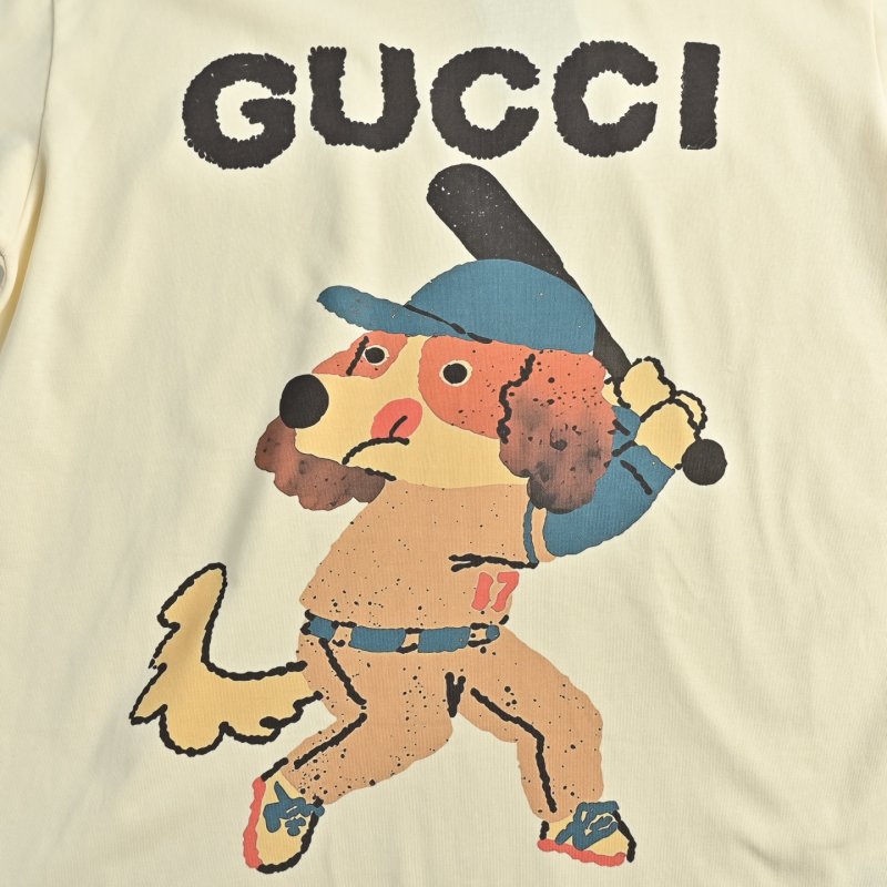 Gucci Cartoon Dog Graphic Cream T-Shirt view