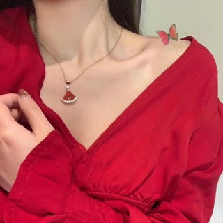 Bvlgari Carnelian Drop Silver Necklace Red view 5