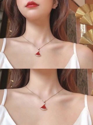 Bvlgari Carnelian Drop Silver Necklace Red view 7