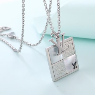 Louis Vuitton Shell Detail Square Pendant Necklace Silver view 8