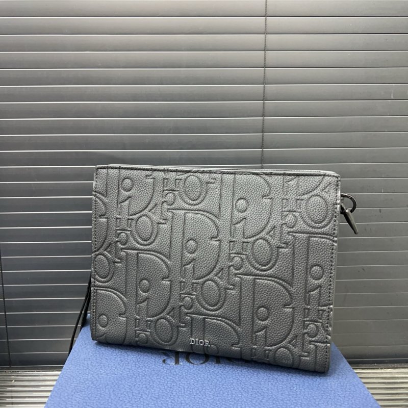 Dior CD Embroidered Denim Clutch Bag Grey view