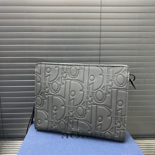 Dior CD Embroidered Denim Clutch Bag Grey view 4