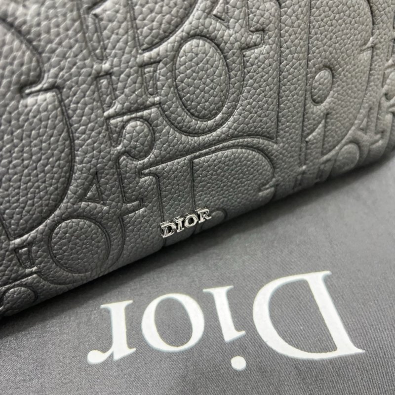 Dior CD Embroidered Denim Clutch Bag Grey view