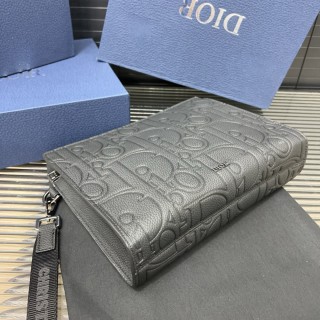 Dior CD Embroidered Denim Clutch Bag Grey view 6