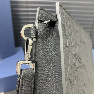 Dior CD Embroidered Denim Clutch Bag Grey view 7