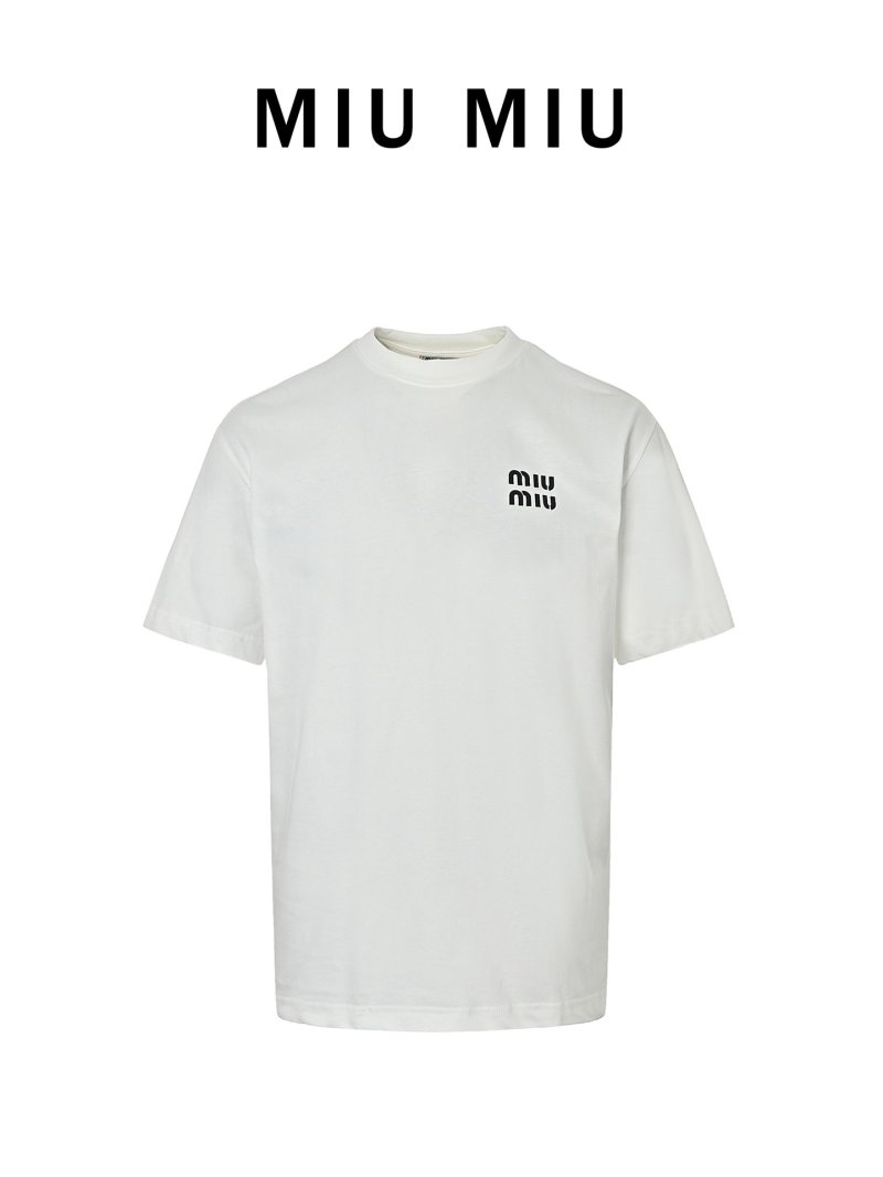 Miu Miu Logo White Short Sleeve T-Shirt view