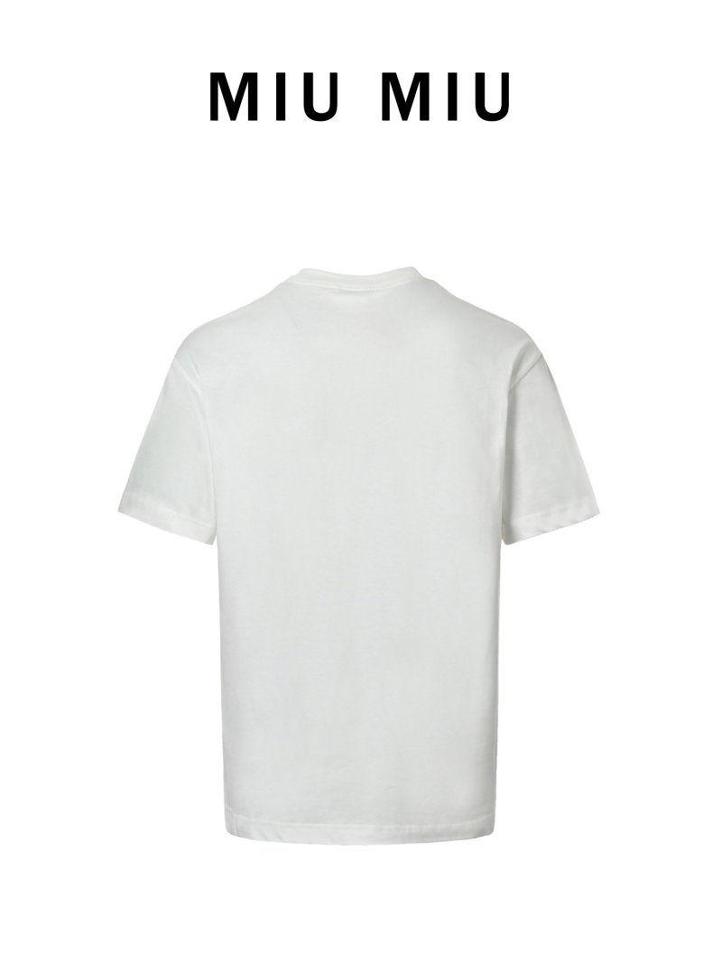 Miu Miu Logo White Short Sleeve T-Shirt view