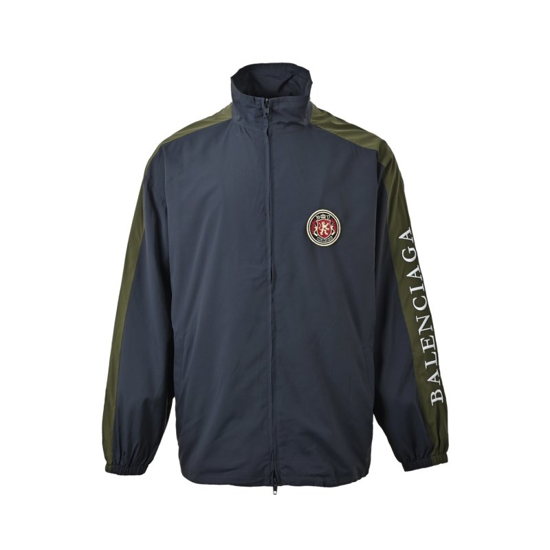 Balenciaga 26SS Vintage Crest Nylon Windbreaker Jacket Navy
