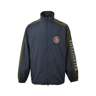 Balenciaga 26SS Vintage Crest Nylon Windbreaker Jacket Navy
