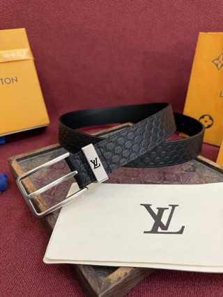 Louis Vuitton Monogram Floral Embossed Leather Belt Black view 2