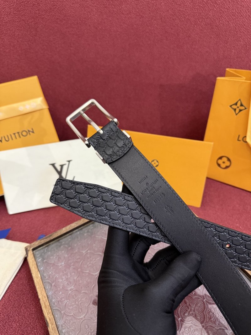 Louis Vuitton Monogram Floral Embossed Leather Belt Black view