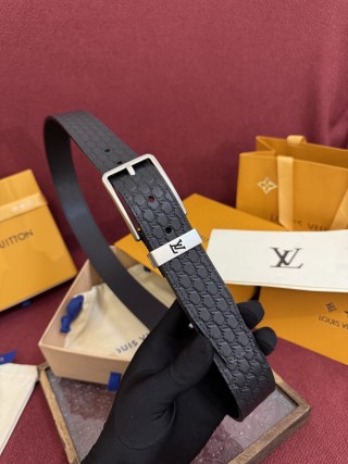 Louis Vuitton Monogram Floral Embossed Leather Belt Black view 7
