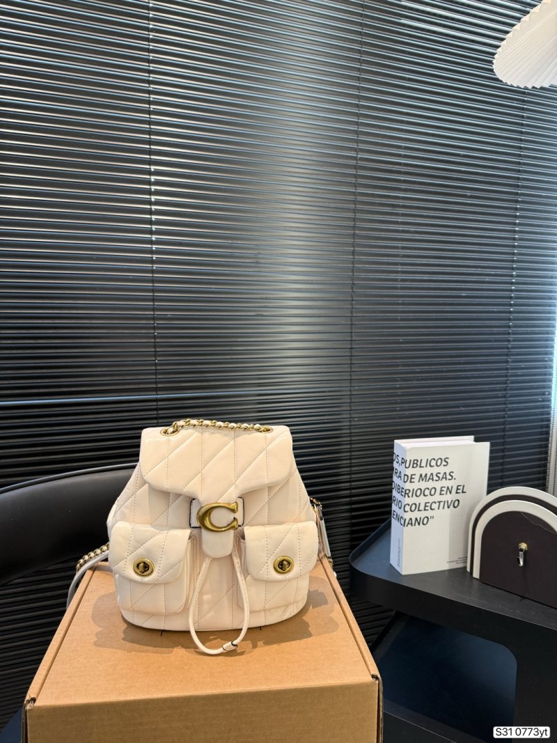 Coach Tabby Quilted Leather Backpack White