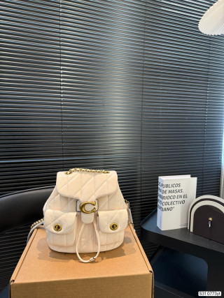 Coach Tabby Quilted Leather Backpack White