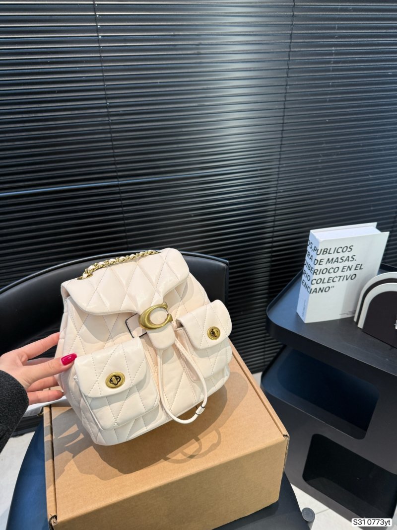 Coach Tabby Quilted Leather Backpack White view