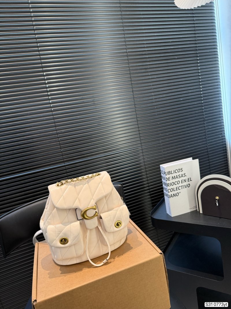 Coach Tabby Quilted Leather Backpack White view