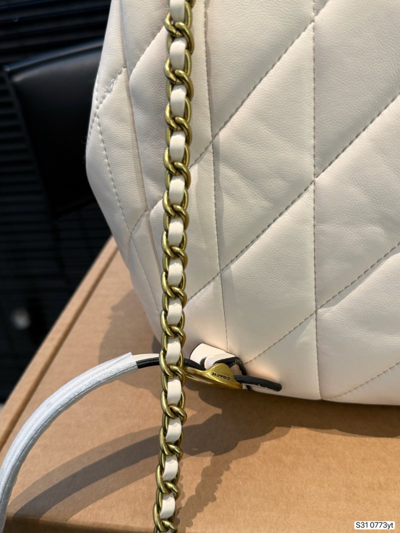 Coach Tabby Quilted Leather Backpack White view