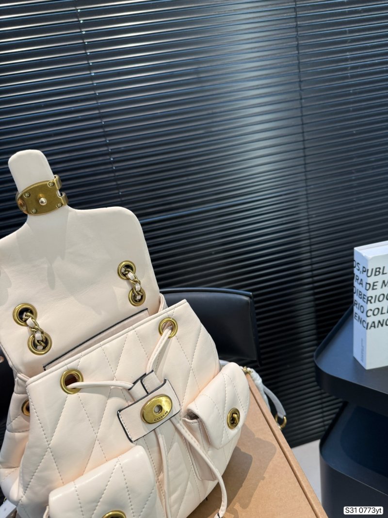 Coach Tabby Quilted Leather Backpack White view