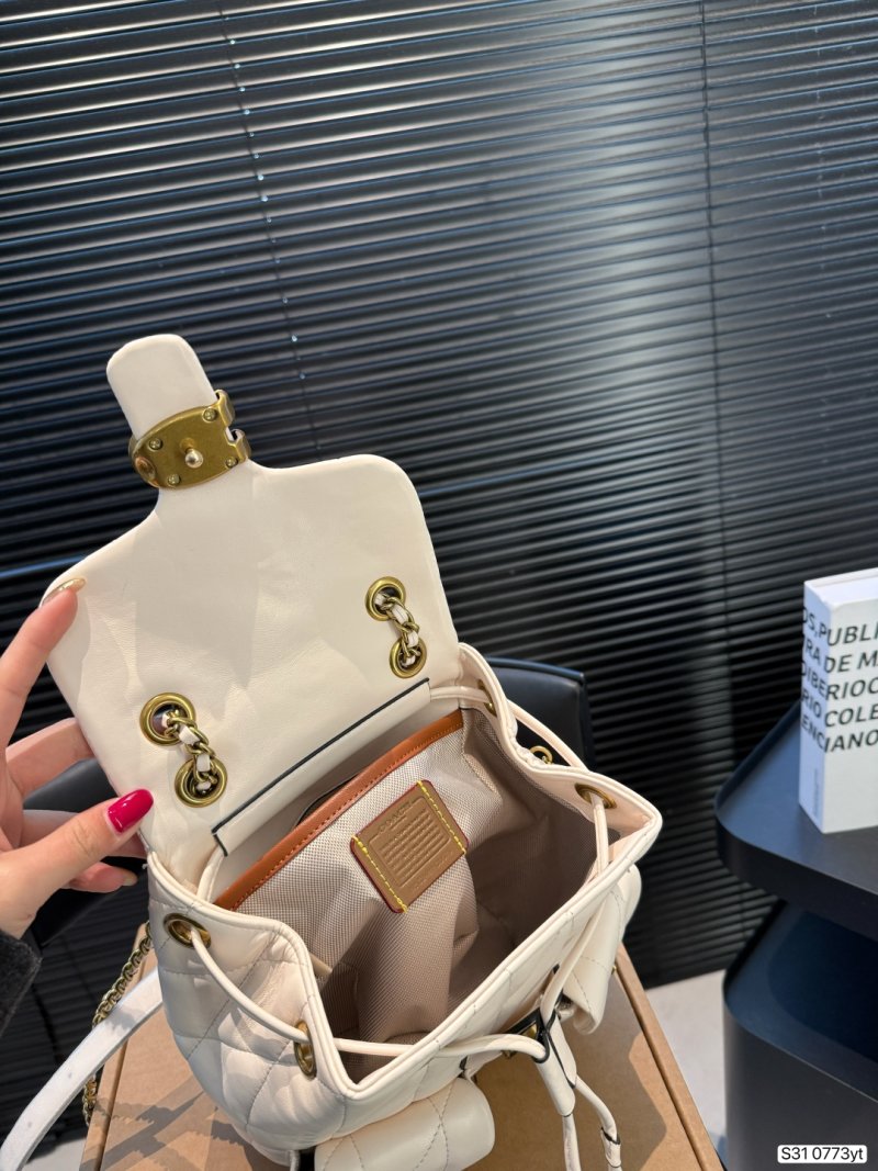 Coach Tabby Quilted Leather Backpack White view