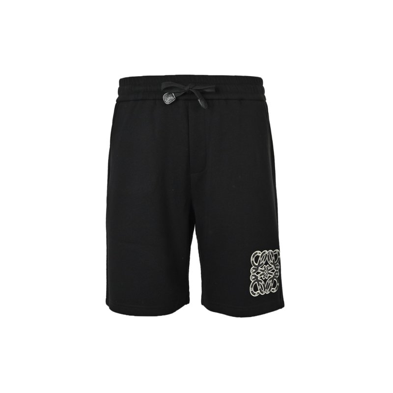 Black Monogram Embroidered Shorts view