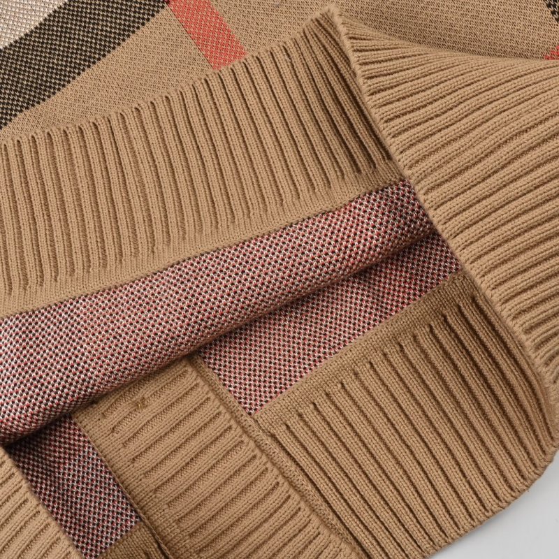 Burberry Check Wool Cardigan Tan Multi view