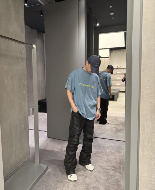 Balenciaga Blue Logo Short Sleeve T-Shirt
