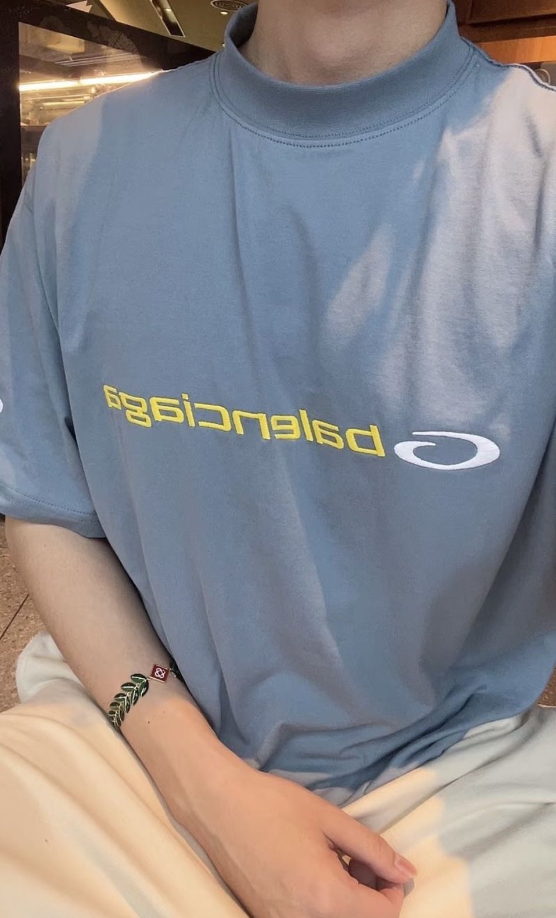 Balenciaga Blue Logo Short Sleeve T-Shirt view