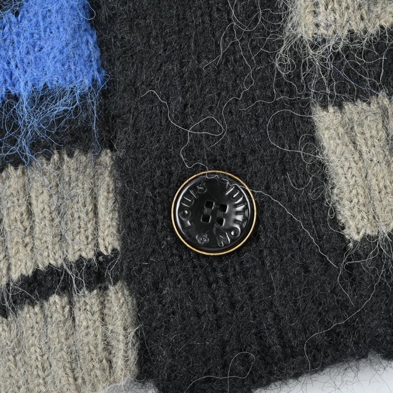 Oversized Geometric Jacquard Cardigan – Navy Blue & White view